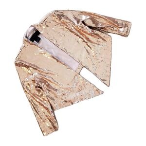 Kardashian Kollection Women's Small Rose Gold Sequin Crop Shrug Top‎ Apricot